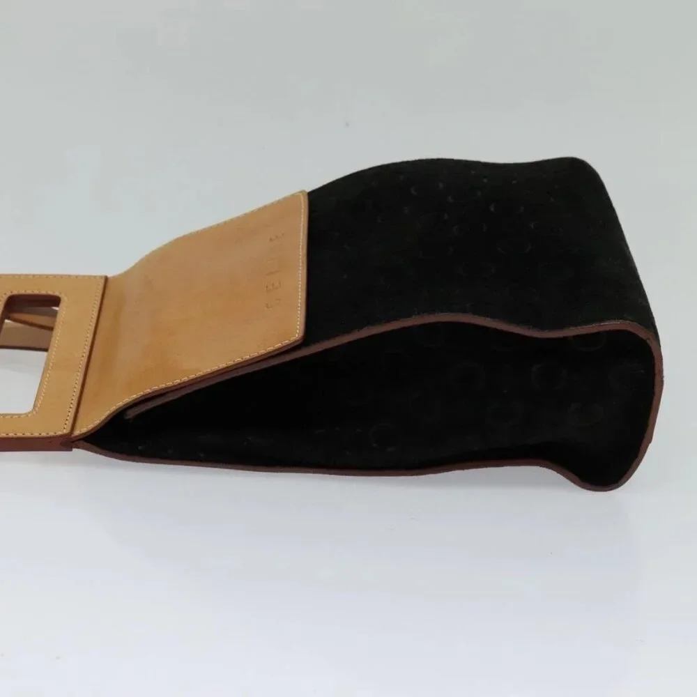 CELINE C Macadam Canvas Shoulder Bag Suede Black Auth - Picture 13 of 16